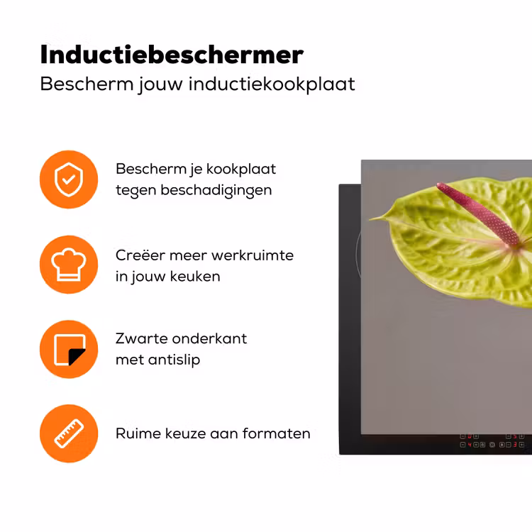 Planten - Anthurium - Groen - Roze Inductie beschermer vinyl 3mm klein -zzzzzzz-td-ups