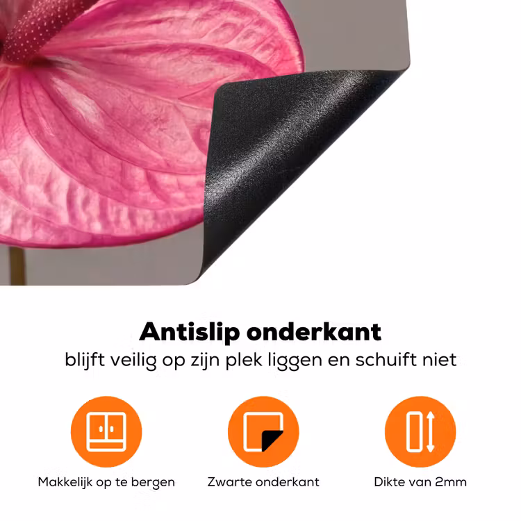 Planten - Anthurium - Groen - Roze Inductie beschermer vinyl 3mm klein -zzzzzzz-td-onderkant