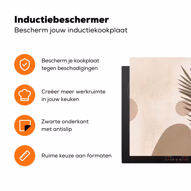 Planten - Bladeren - Abstract - Modern - Beige Inductie beschermer vinyl 3mm klein -zzzzzzz-td-ups