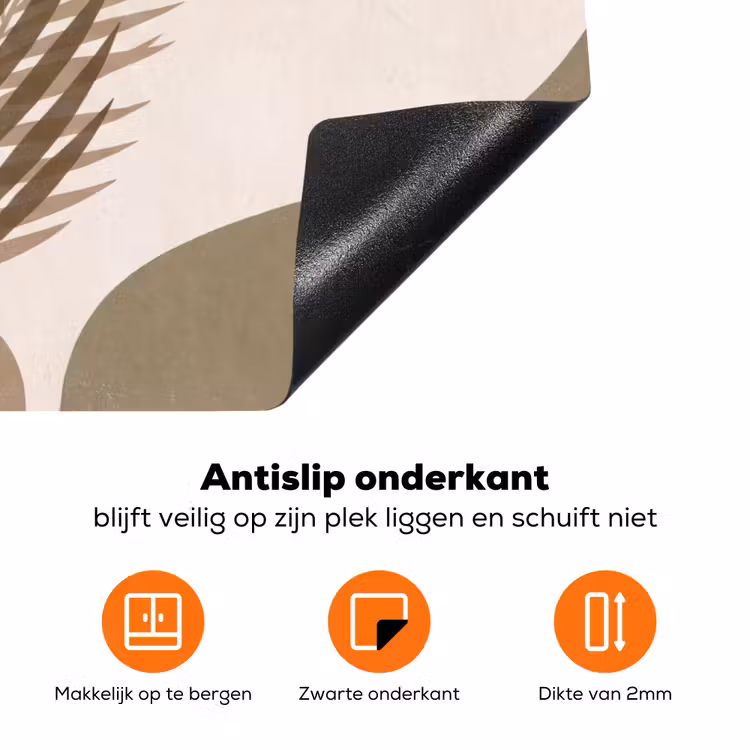 Planten - Bladeren - Abstract - Modern - Beige Inductie beschermer vinyl 3mm klein -zzzzzzz-td-onderkant
