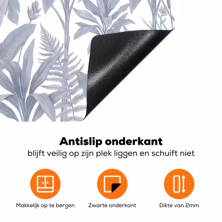 Planten - Bladeren - Natuur - Grijs Inductie beschermer vinyl 3mm klein -zzzzzzz-td-onderkant