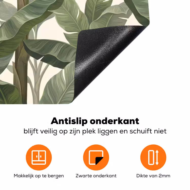 Planten - Bladeren - Tropisch - Groen Inductie beschermer vinyl 3mm klein -zzzzzzz-td-onderkant