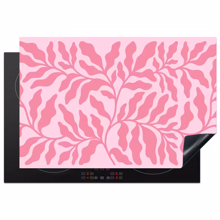 Planten - Organisch - Abstract - Modern - Roze Inductie beschermer vinyl 3mm klein -3d