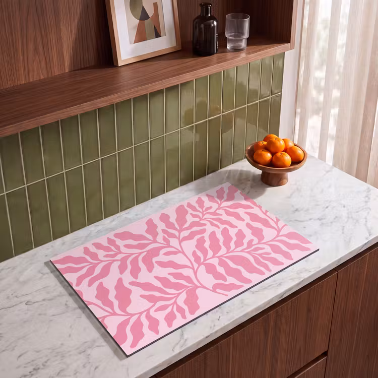 Planten - Organisch - Abstract - Modern - Roze Inductie beschermer vinyl 3mm klein -sfeer8