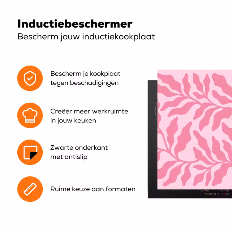 Planten - Organisch - Abstract - Modern - Roze Inductie beschermer vinyl 3mm klein -zzzzzzz-td-ups