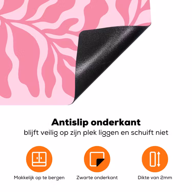 Planten - Organisch - Abstract - Modern - Roze Inductie beschermer vinyl 3mm klein -zzzzzzz-td-onderkant