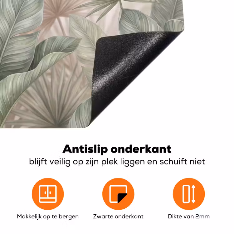 Planten - Tropisch - Bladeren - Groen - Natuur Inductie beschermer vinyl 3mm klein -zzzzzzz-td-onderkant