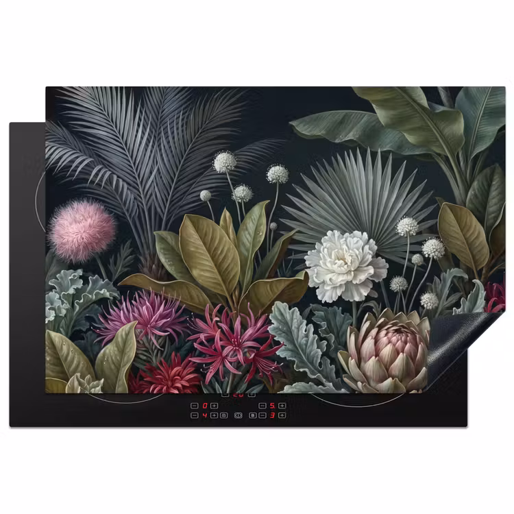 Planten - Tropisch - Botanisch - Donker - Groen Inductie beschermer vinyl 3mm klein -3d