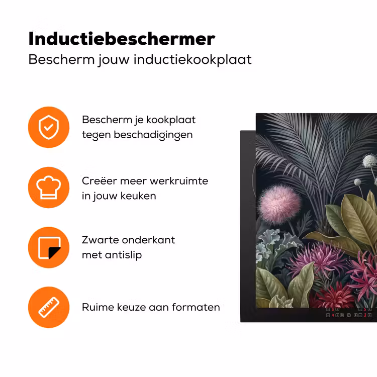 Planten - Tropisch - Botanisch - Donker - Groen Inductie beschermer vinyl 3mm klein -zzzzzzz-td-ups