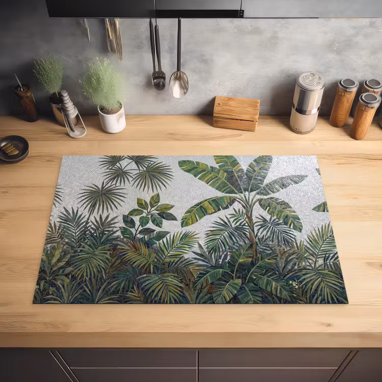Planten - Tropisch - Mozaïek - Groen - Natuur Inductie beschermer vinyl 3mm klein -sfeer5