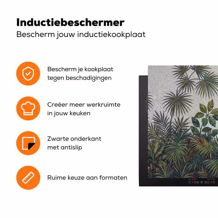 Planten - Tropisch - Mozaïek - Groen - Natuur Inductie beschermer vinyl 3mm klein -zzzzzzz-td-ups