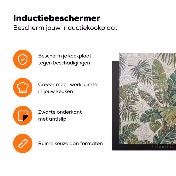 Planten - Tropisch - Mozaïek - Natuur - Groen Inductie beschermer vinyl 3mm klein -zzzzzzz-td-ups