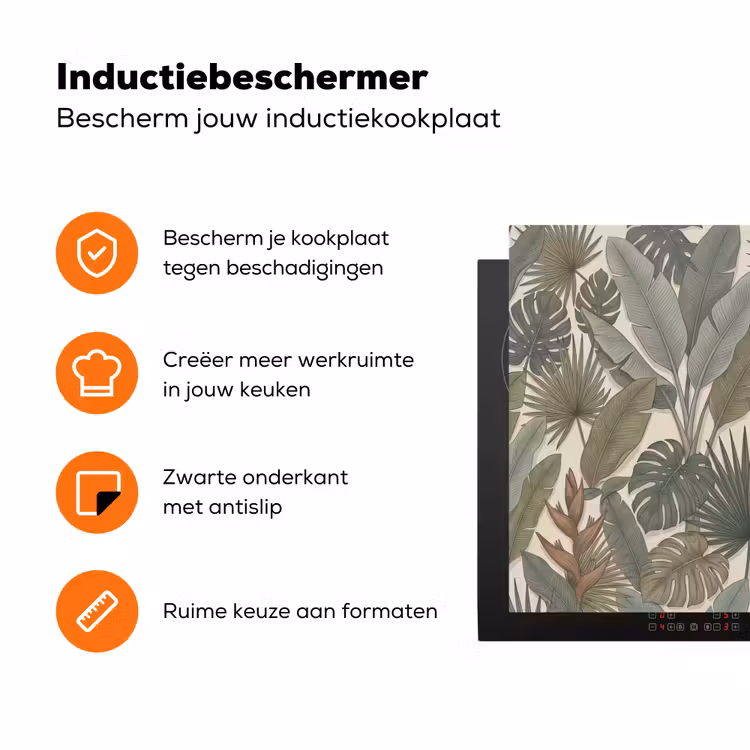 Planten - Tropisch - Natuur - Illustratie - Groen Inductie beschermer vinyl 3mm klein -zzzzzzz-td-ups