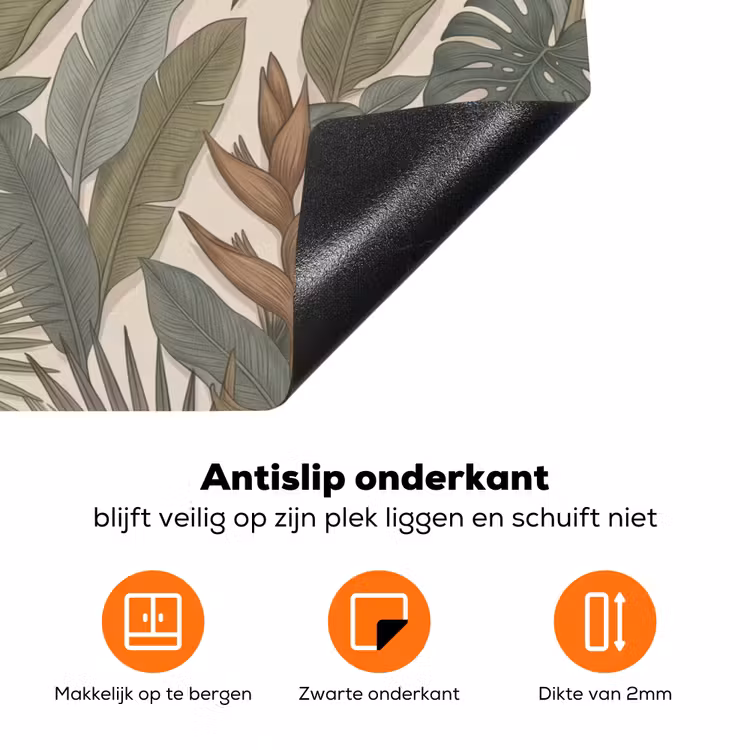 Planten - Tropisch - Natuur - Illustratie - Groen Inductie beschermer vinyl 3mm klein -zzzzzzz-td-onderkant