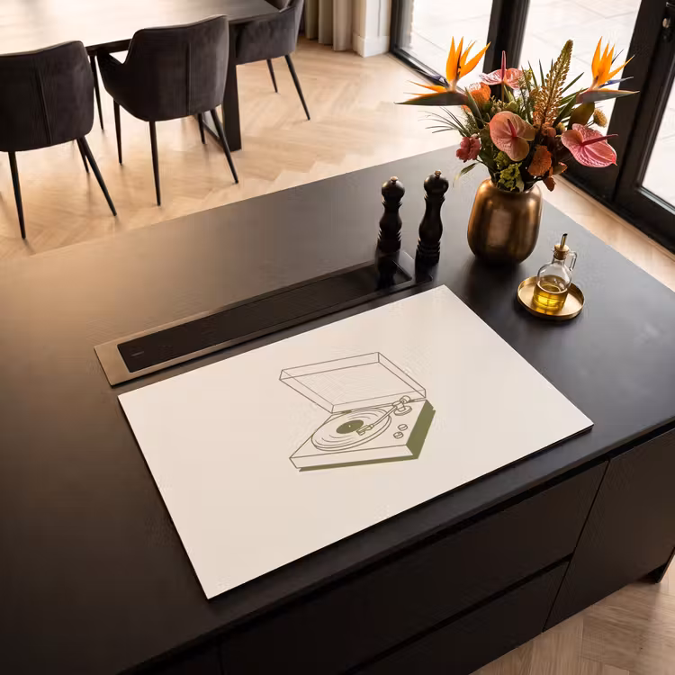Platenspeler - Vinyl - Muziek - Minimalistisch - Groen Inductie beschermer vinyl 3mm klein -sfeer5