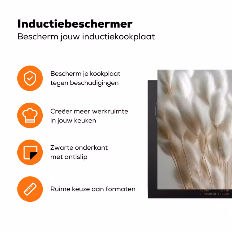 Pluimen - Beige - Minimalistisch Inductie beschermer vinyl 3mm klein -zzzzzzz-td-ups