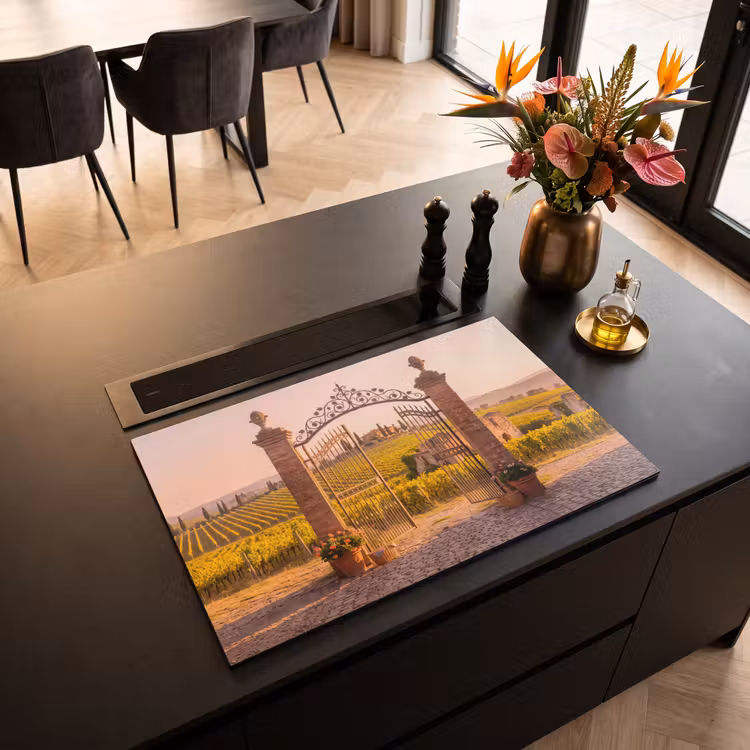Poort - Landschap - Platteland - Zonlicht - Warm Inductie beschermer vinyl 3mm klein -sfeer5