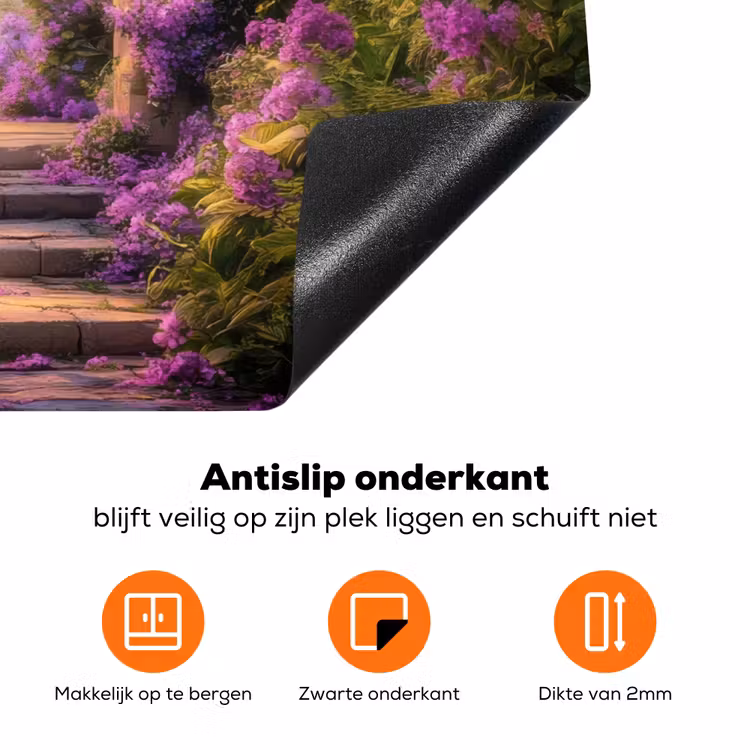 Poort - Paars - Bloemen Inductie beschermer vinyl 3mm klein -zzzzzzz-td-onderkant