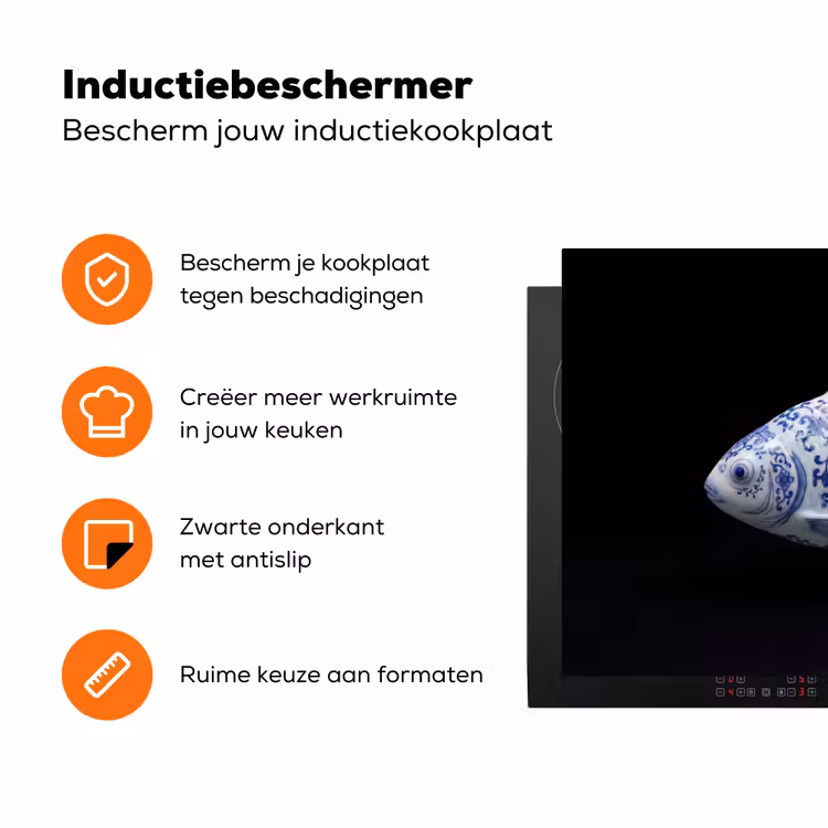 Porselein - Goudvis - Delfts - Blauw Inductie beschermer vinyl 3mm klein -zzzzzzz-td-ups