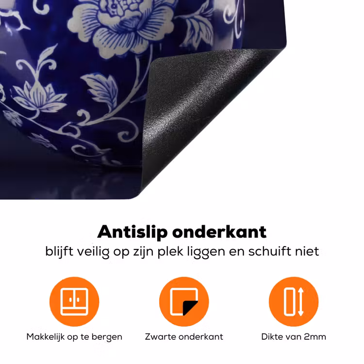 Porselein- Kersen - Delfts - Blauw Inductie beschermer vinyl 3mm klein -zzzzzzz-td-onderkant