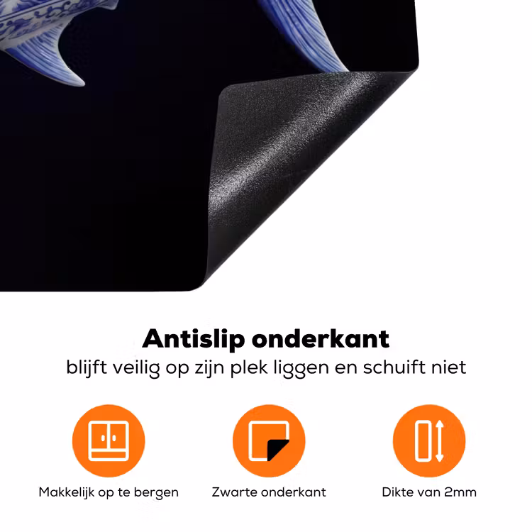Porselein - Tonijn - Delfts - Blauw Inductie beschermer vinyl 3mm klein -zzzzzzz-td-onderkant