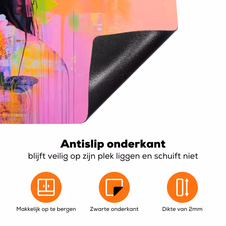 Portret - Bloemenkroon - Vrouw Inductie beschermer vinyl 3mm klein -zzzzzzz-td-onderkant