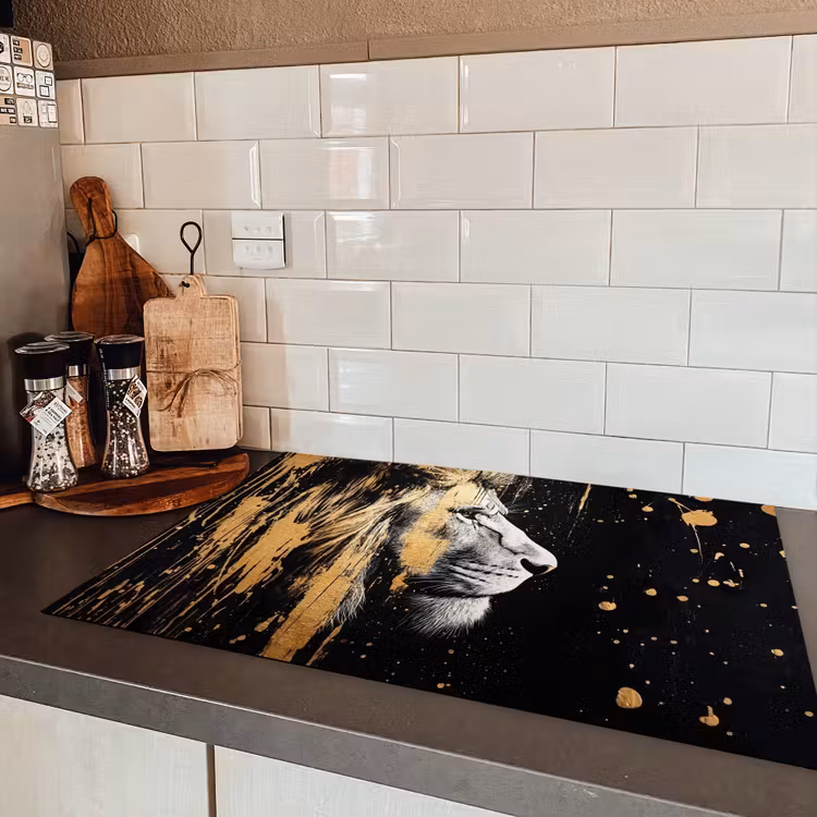 Portret - Leeuw - Abstract - Goud Inductie beschermer vinyl 3mm klein -sfeer3