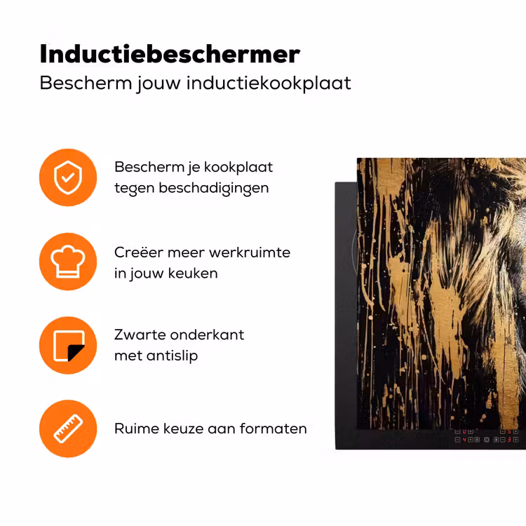 Portret - Leeuw - Abstract - Goud Inductie beschermer vinyl 3mm klein -zzzzzzz-td-ups