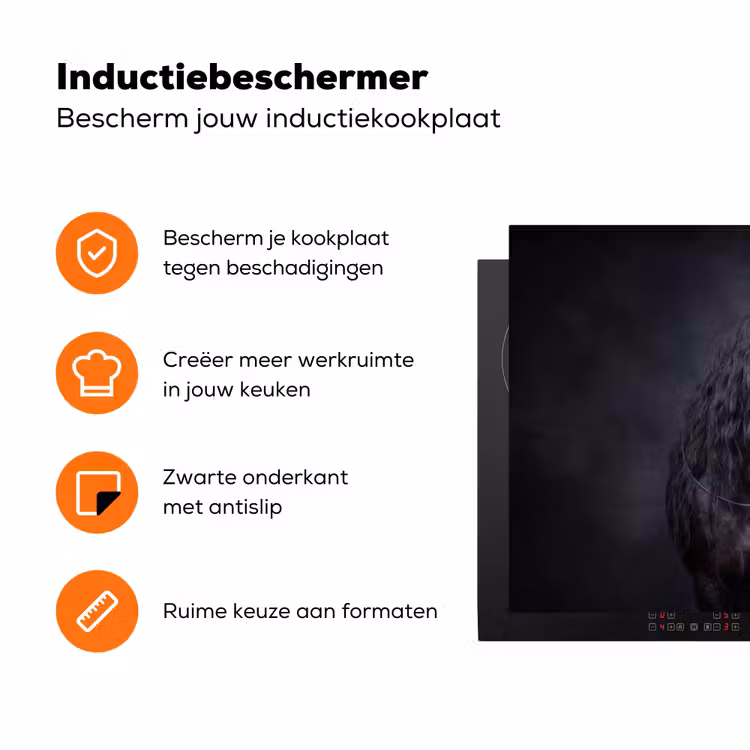 Portret - Paard - Donker Inductie beschermer vinyl 3mm klein -zzzzzzz-td-ups