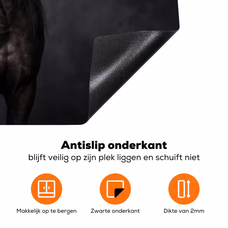 Portret - Paard - Zwart Inductie beschermer vinyl 3mm klein -zzzzzzz-td-onderkant