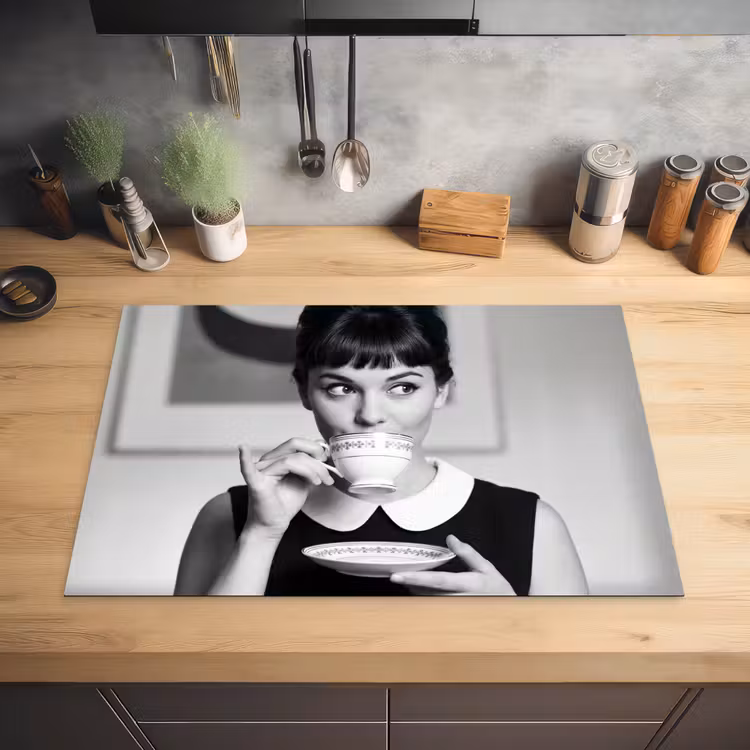Portret - Thee - Vrouw Inductie beschermer vinyl 3mm klein -sfeer5