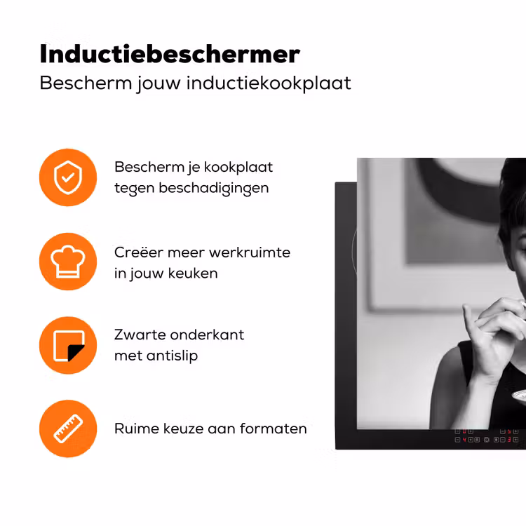 Portret - Thee - Vrouw Inductie beschermer vinyl 3mm klein -zzzzzzz-td-ups