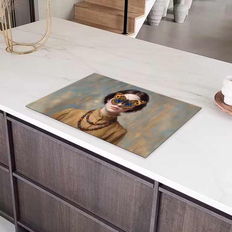 Portret - Vlinder - Kleurrijk Inductie beschermer vinyl 3mm klein -sfeer8