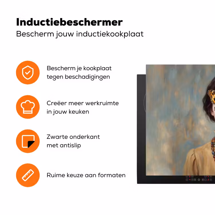 Portret - Vlinder - Kleurrijk Inductie beschermer vinyl 3mm klein -zzzzzzz-td-ups