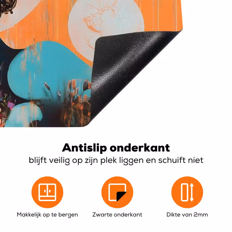 Portret - Vrouw - Abstract - Bloemen Inductie beschermer vinyl 3mm klein -zzzzzzz-td-onderkant