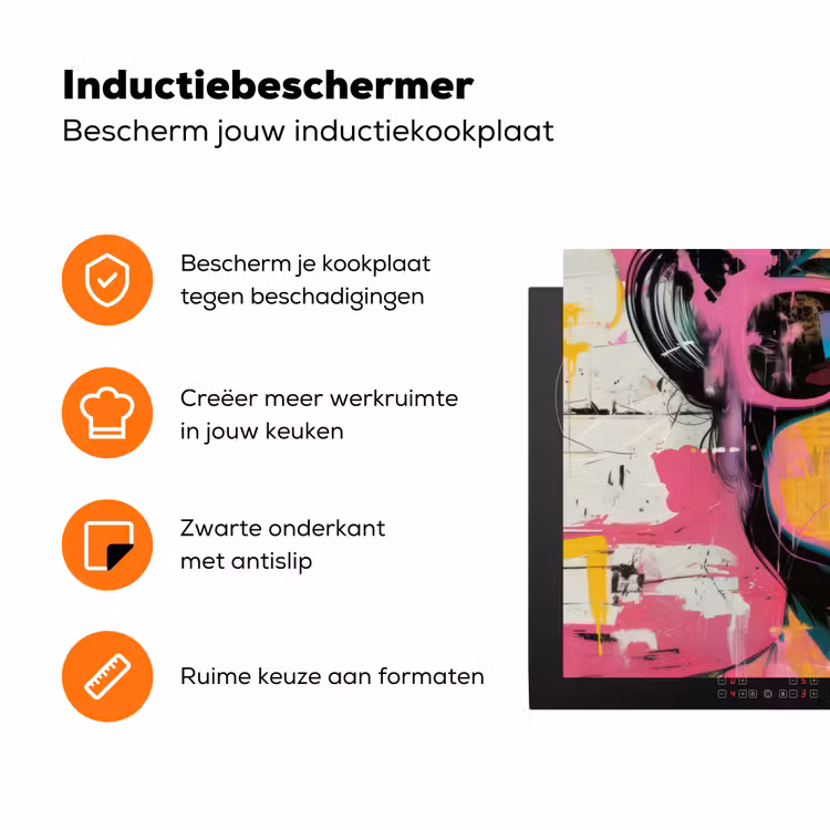 Portret - Vrouw - Abstract - Zonnebril Inductie beschermer vinyl 3mm klein -zzzzzzz-td-ups