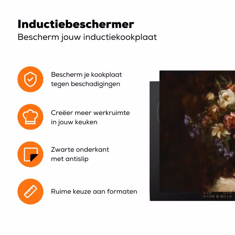 Portret - Vrouw - Bloemen Inductie beschermer vinyl 3mm klein -zzzzzzz-td-ups