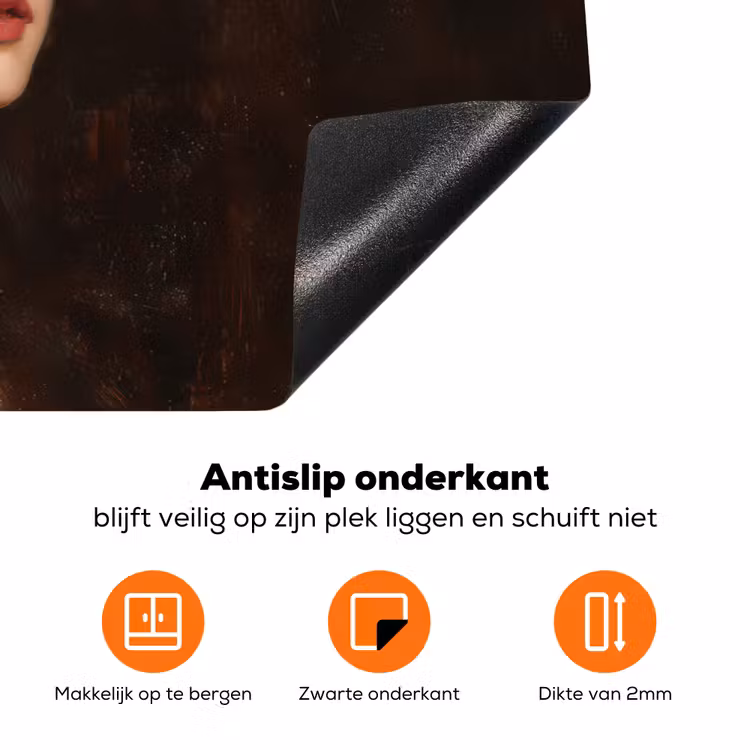 Portret - Vrouw - Bloemen Inductie beschermer vinyl 3mm klein -zzzzzzz-td-onderkant