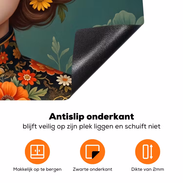 Portret - Vrouw - Kleurrijk - Expressief Inductie beschermer vinyl 3mm klein -zzzzzzz-td-onderkant