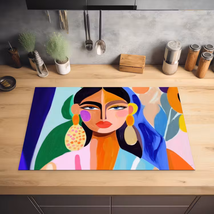 Portret - Vrouw - Modern Inductie beschermer vinyl 3mm klein -sfeer5