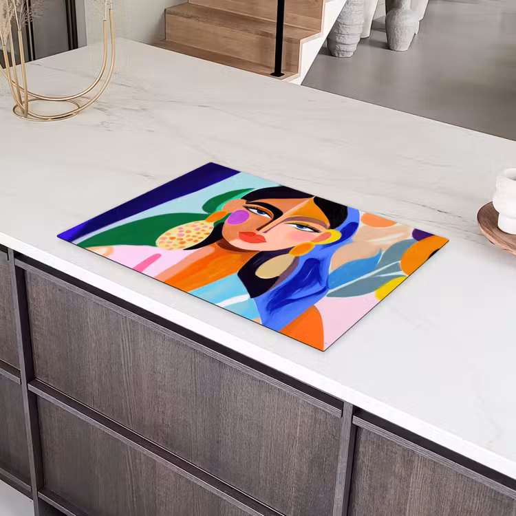 Portret - Vrouw - Modern Inductie beschermer vinyl 3mm klein -sfeer8