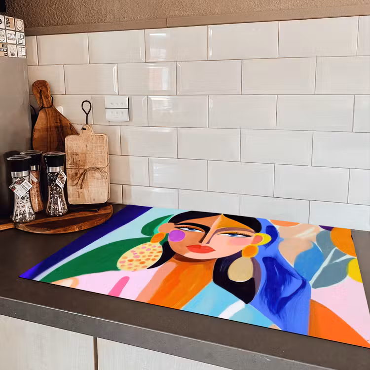 Portret - Vrouw - Modern Inductie beschermer vinyl 3mm klein -sfeer3