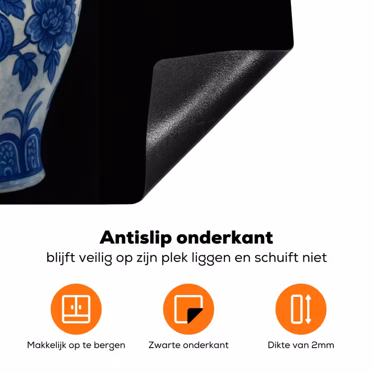Pot - Delfts Blauw - Bloemen Inductie beschermer vinyl 3mm klein -zzzzzzz-td-onderkant
