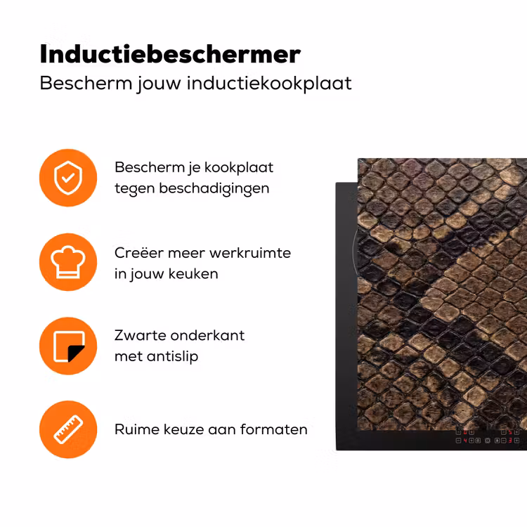 Python - Schubben - Brons Inductie beschermer vinyl 3mm klein -zzzzzzz-td-ups