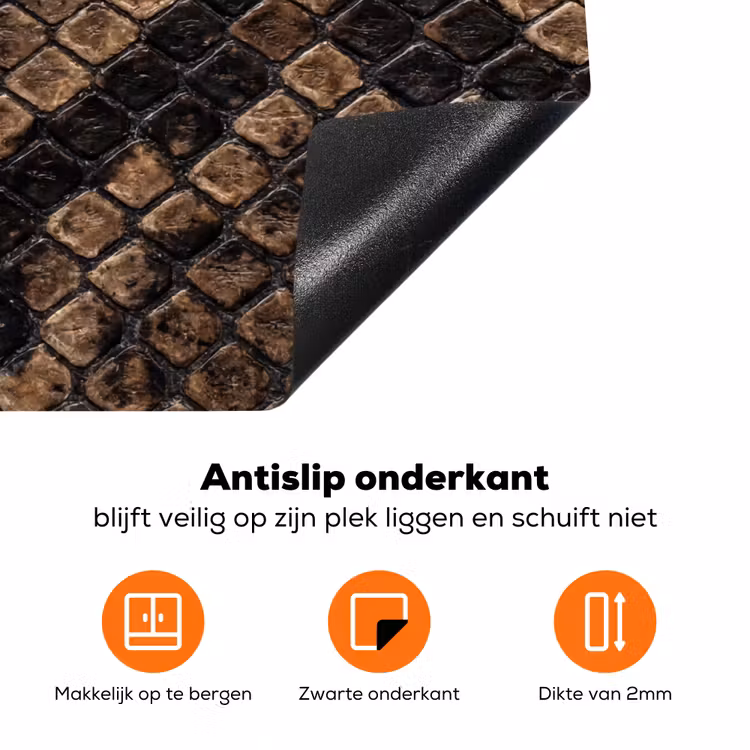 Python - Schubben - Brons Inductie beschermer vinyl 3mm klein -zzzzzzz-td-onderkant