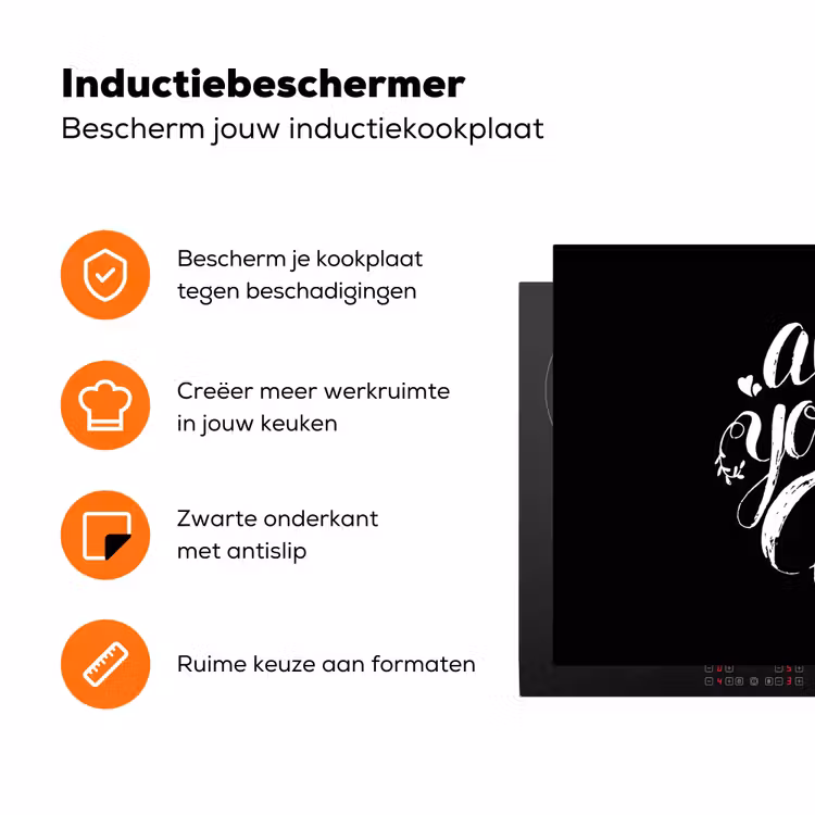 Quote - All you need is caffee - Zwart Inductie beschermer vinyl 3mm klein -zzzzzzz-td-ups