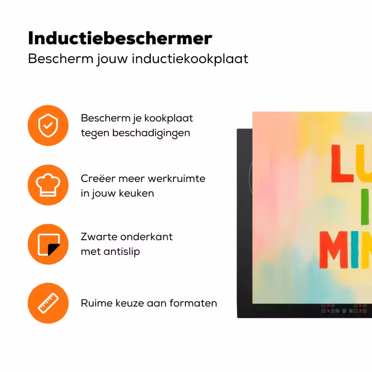 Quote - Lucky - Regenboogkleuren Inductie beschermer vinyl 3mm klein -zzzzzzz-td-ups