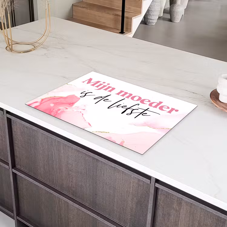 Quote - Mama - Mijn moeder is de liefste - Roze Inductie beschermer vinyl 3mm klein -sfeer8