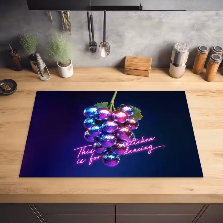 Quote - Neon - Disco - Druiven Inductie beschermer vinyl 3mm klein -sfeer5