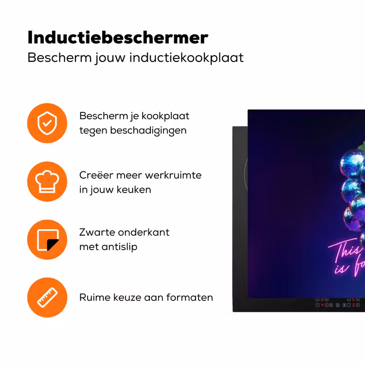 Quote - Neon - Disco - Druiven Inductie beschermer vinyl 3mm klein -zzzzzzz-td-ups